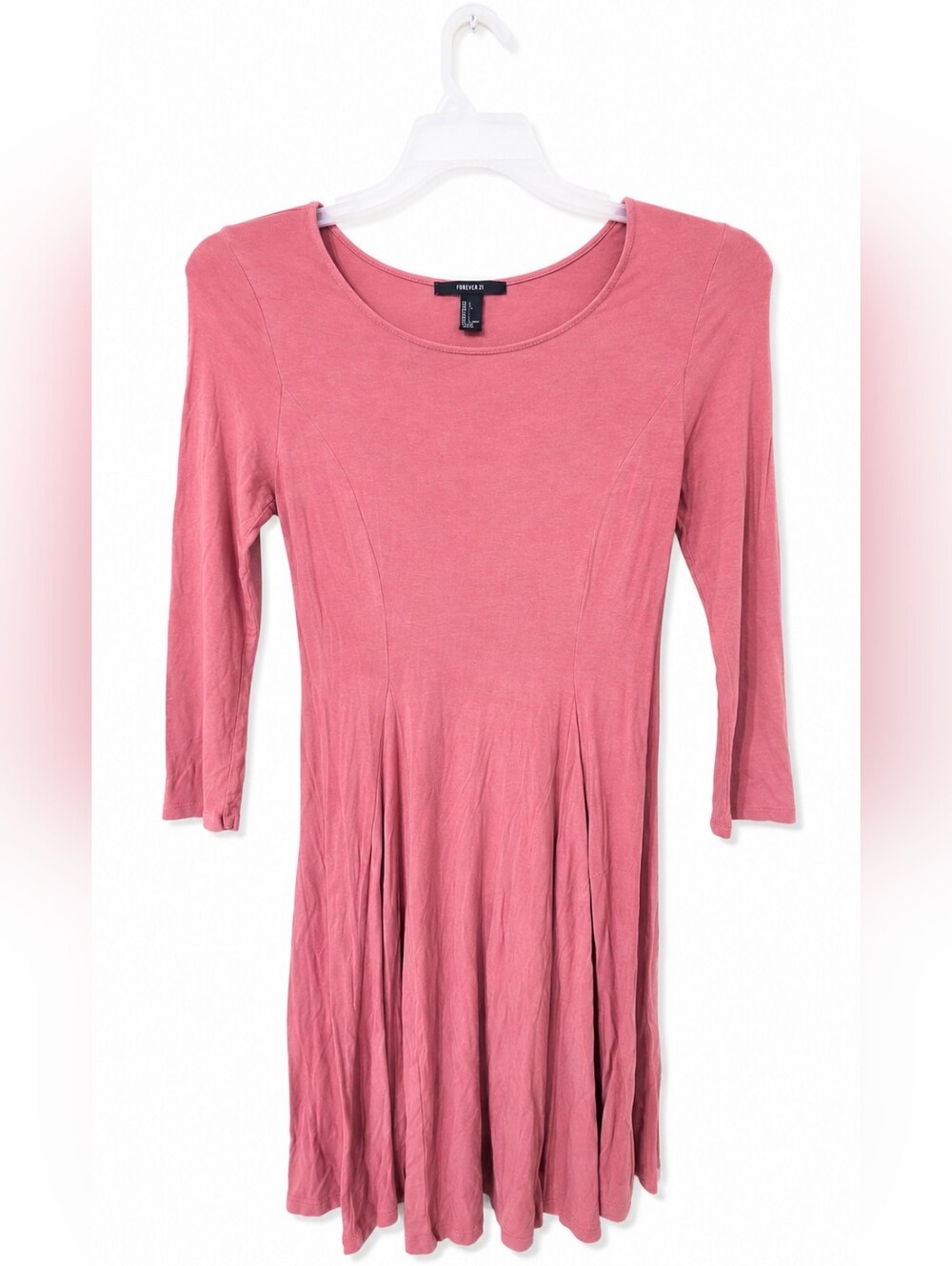 Forever 21 Rose Pink Long Sleeve Scoop-Neck Midi Dress
